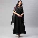 Women Black Embellished Slit Sleeves Maxi Dress