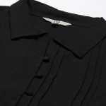 Women Black Solid Shirt Style Top