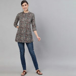 Women Black & Maroon Abstract Printed Tunic