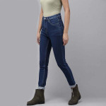 Women Blue Skinny Fit Mid-Rise Clean Look Stretchable Cropped Jeans