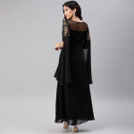 Women Black Embellished Slit Sleeves Maxi Dress