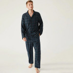 Men Green & Blue Checked Night suit