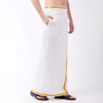 Men White Solid Cotton Dhoti