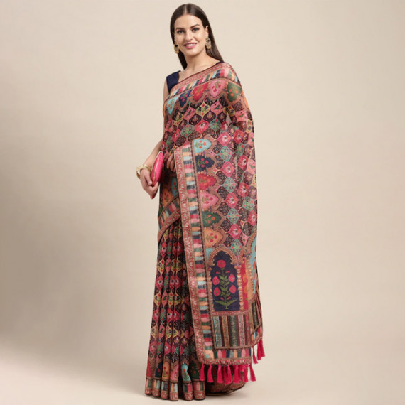 https://letshopz.com/products/peach-coloured-multicoloured-kalamkari-sequinned-linen-blend-block-print-saree