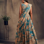 Blue & Beige Printed Semi-Stitched Lehenga & Unstitched Blouse With Dupatta