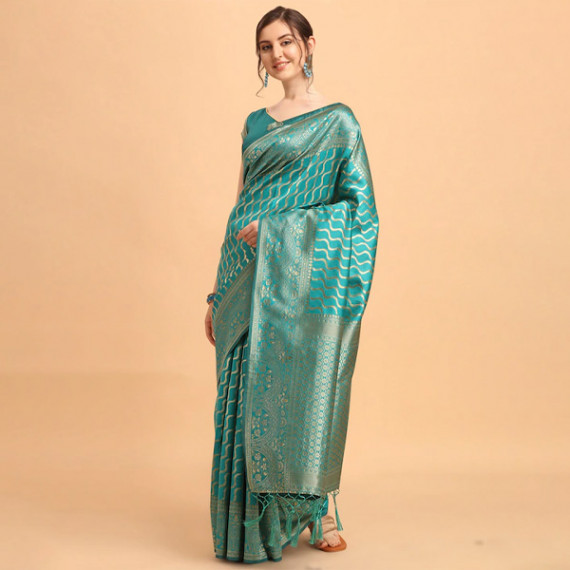 https://letshopz.com/products/green-gold-toned-silk-blend-fusion-leheriya-saree