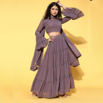 Elegant Mauve Embroidered Ready to Wear Lehenga Choli with Dupatta